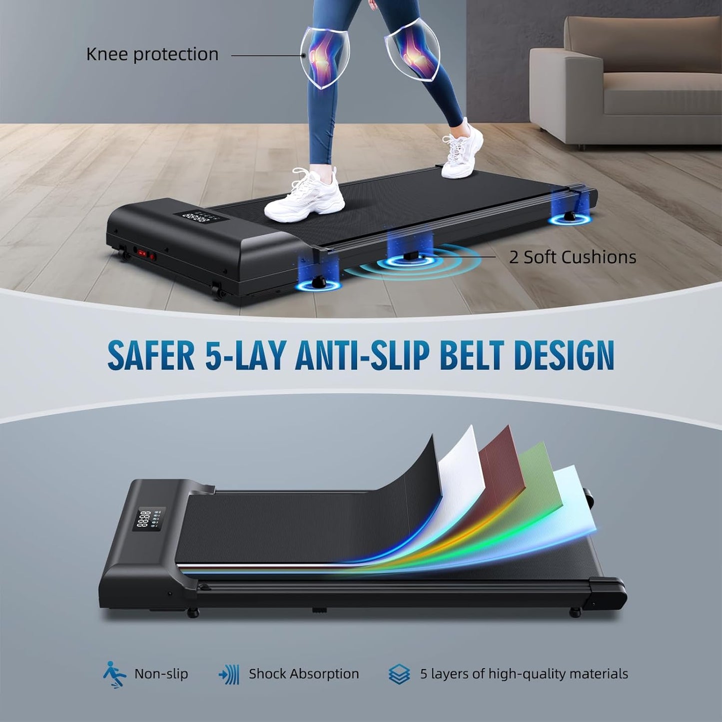 Foldable Walking Pad Treadmill_Under Desk, Portable, Quiet, with Remote Control for Home & Office